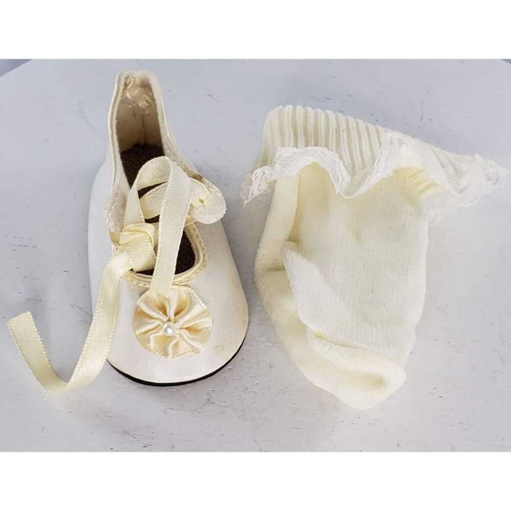 American Girl Kirsten Single Shoe Sock White Pearl Tie Pleasant Company 90s